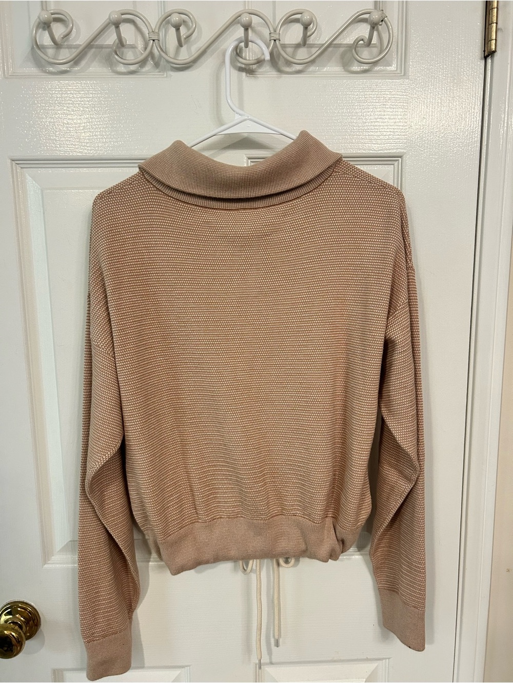 Varley Buckingham Oversized Pullover Quarter Zip in Praline & Ivory Size XS - Picture 4 of 7